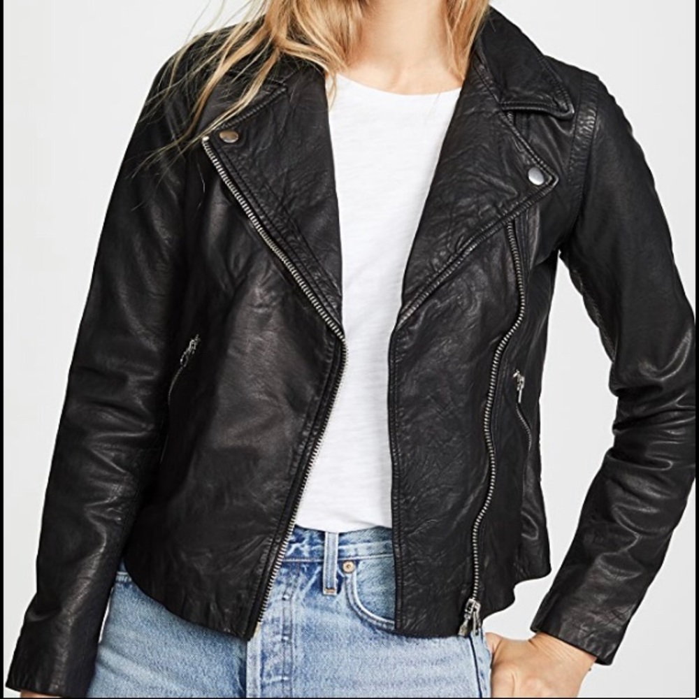 New Madewell Washed Leather Moto Jacket, Small